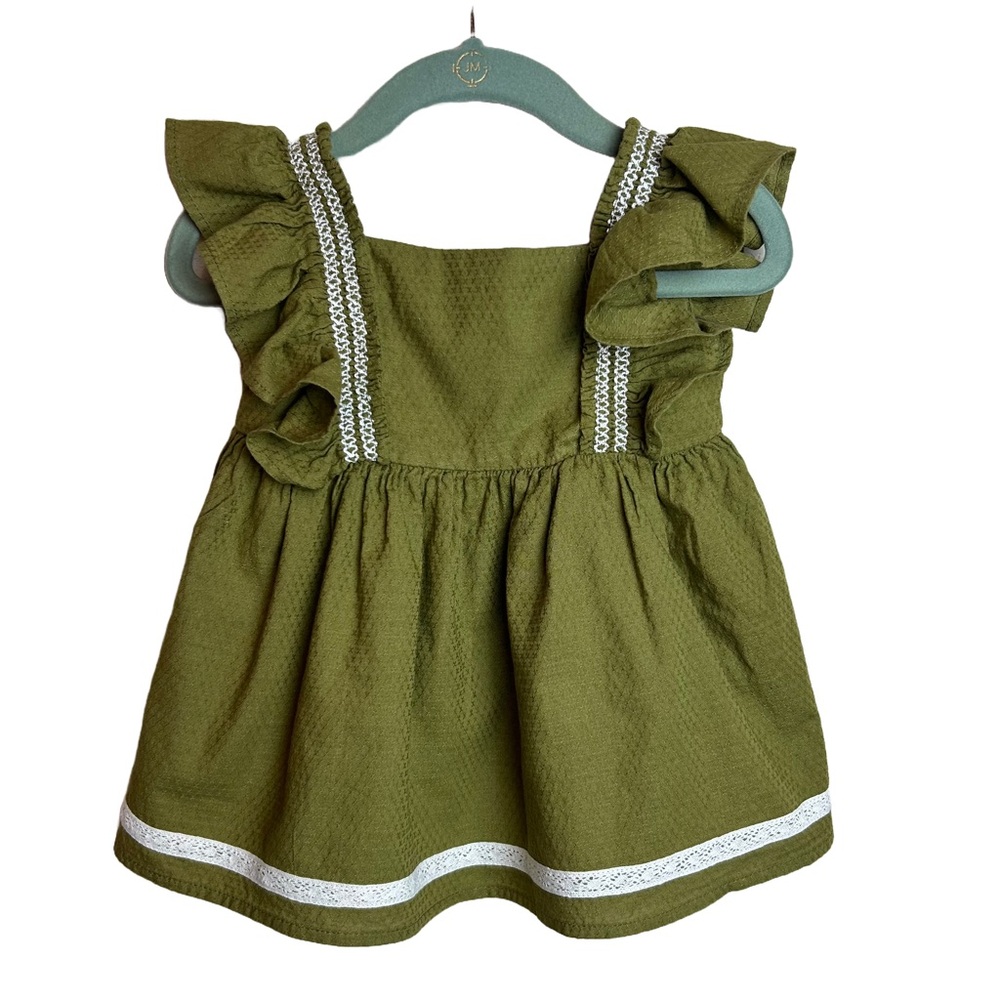 Haute Hippie Green Ruffle Top Baby Girls 12 months